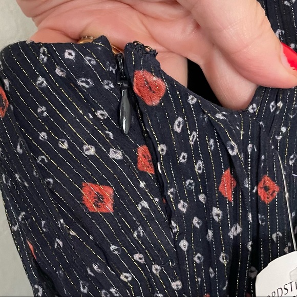 NWT Ulla Johnson Arisa Dress Navy Metallic Print - Picture 10 of 13